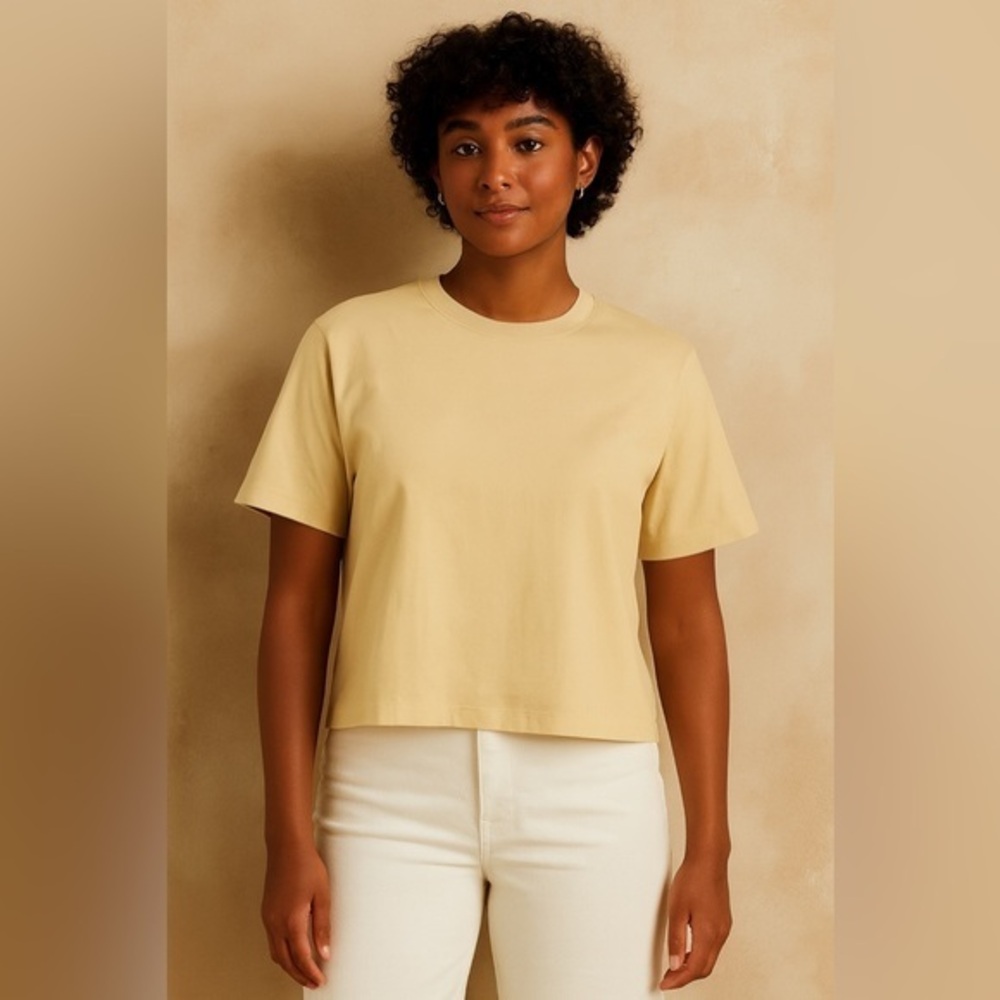 J Crew Light Yellow Relaxed Premium Cotton Boxy Tee NWT XXS #2298